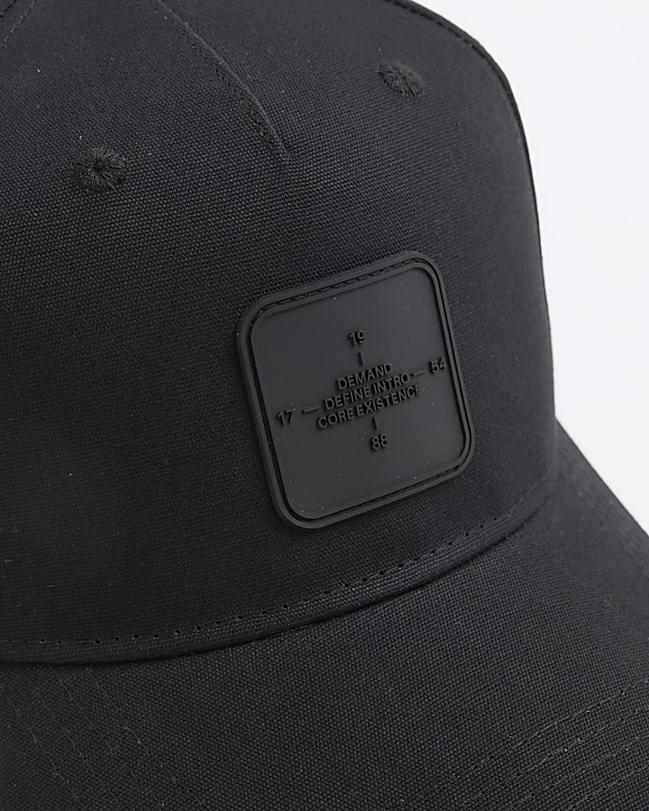 Black Rubber Badge Baseball Cap