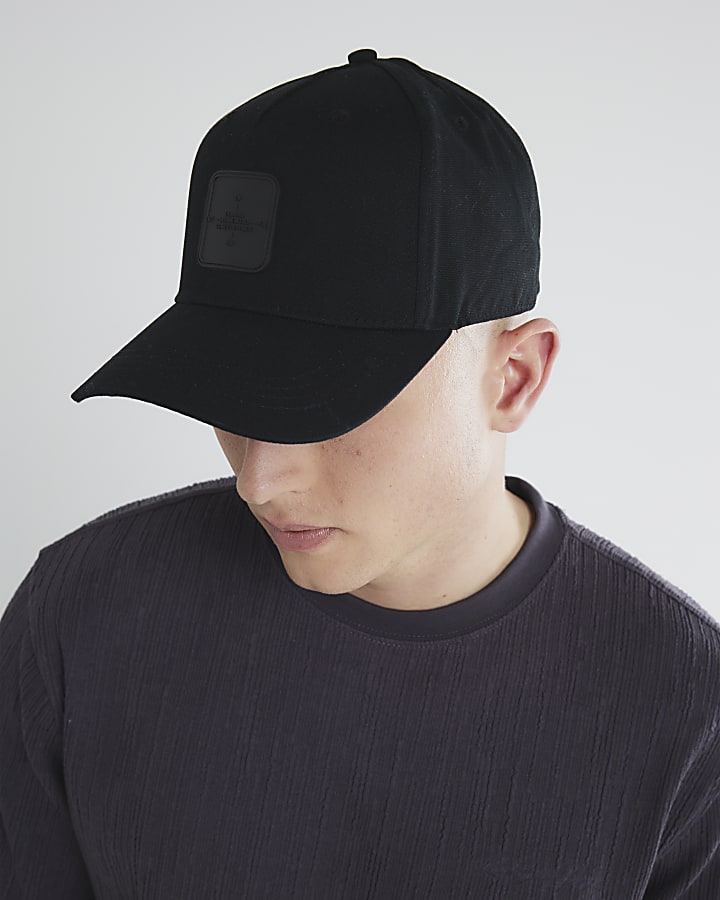 Black Rubber Badge Baseball Cap