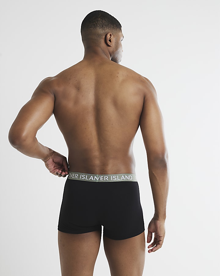 Black 4 Pack Cotton Stretch RI Trunks