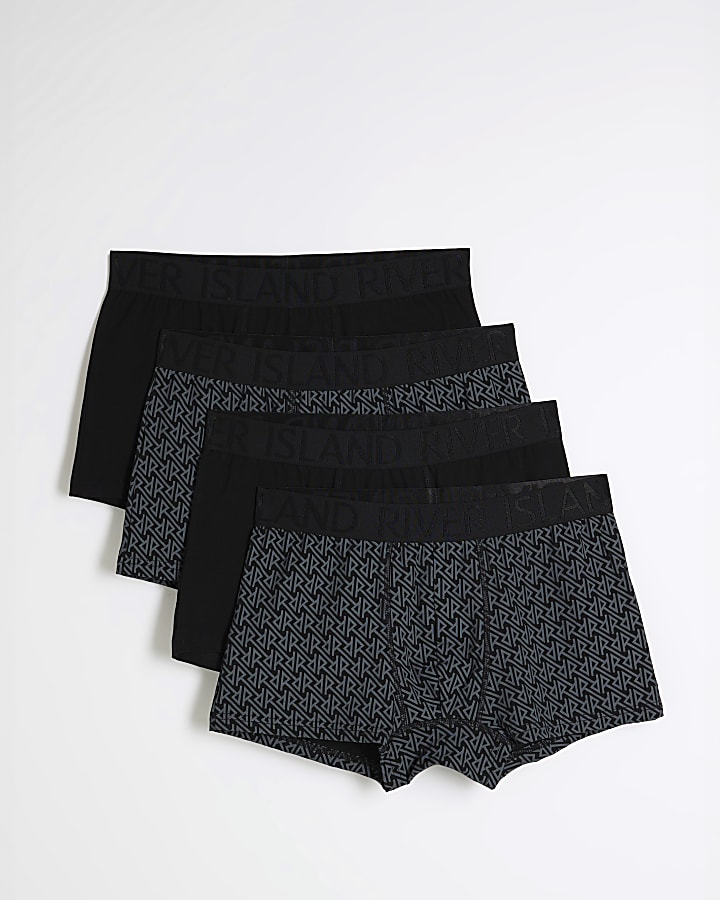 Black 4 Pack RI Monogram Trunks