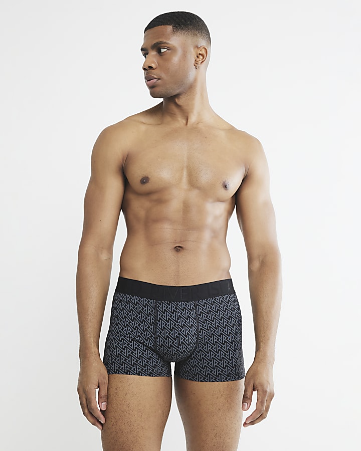 Black 4 Pack RI Monogram Trunks