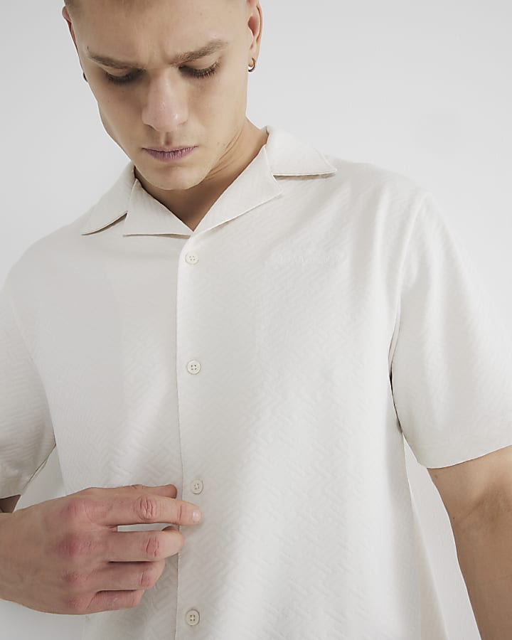 Beige Regular Fit Jacquard Polo Shirt