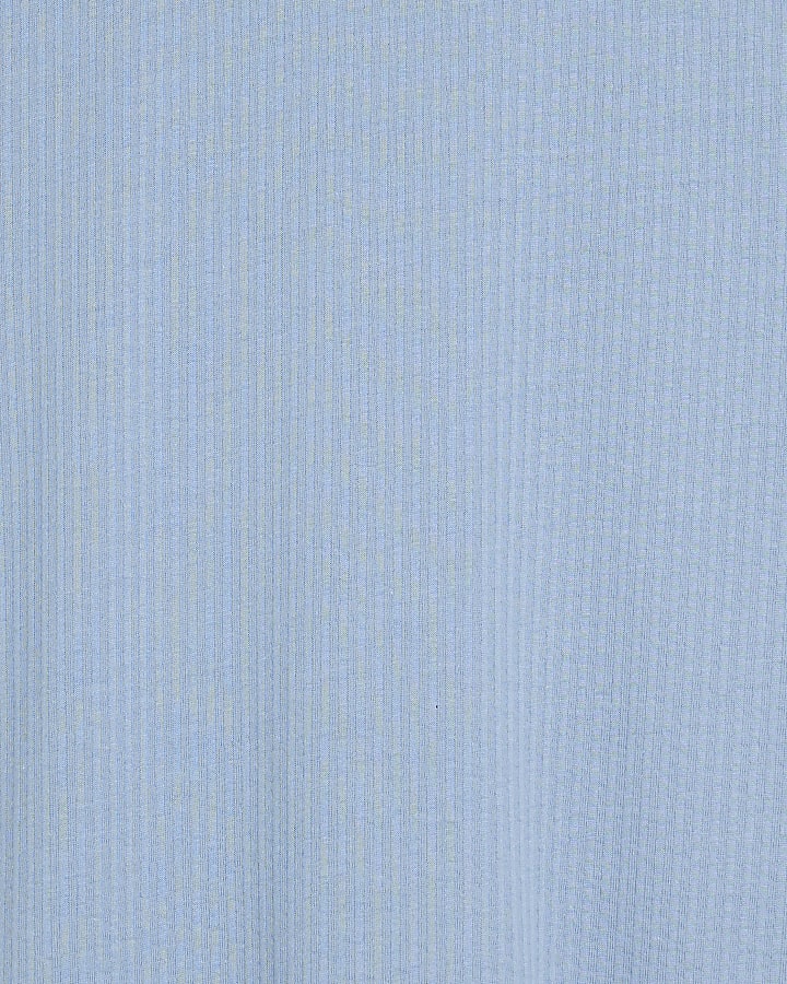 Blue Regular Fit Seersucker T-Shirt