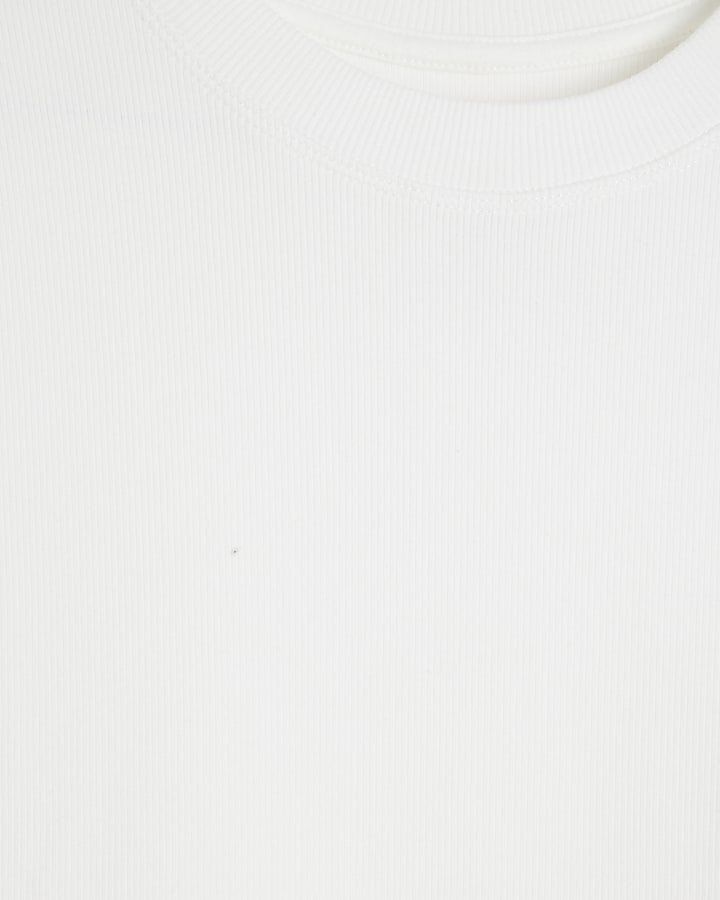 White Regular Fit Ribbed Tank Top