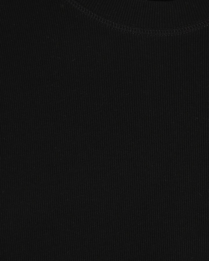 Black Regular Fit Ribbed Tank Top