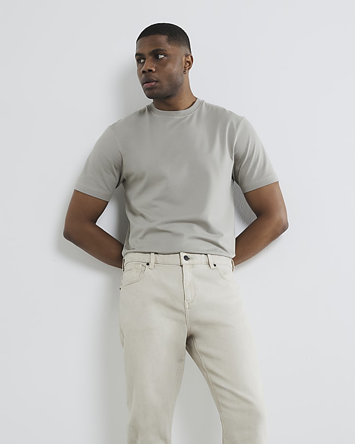 Stone Slim Fit Twill T-Shirt