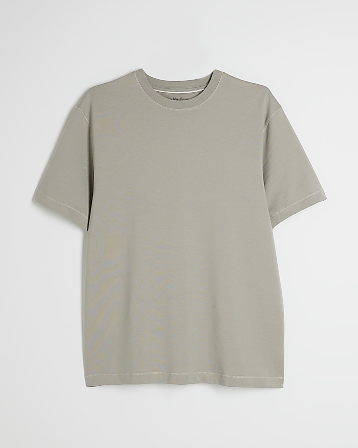 Beige Slim Fit Twill T-Shirt