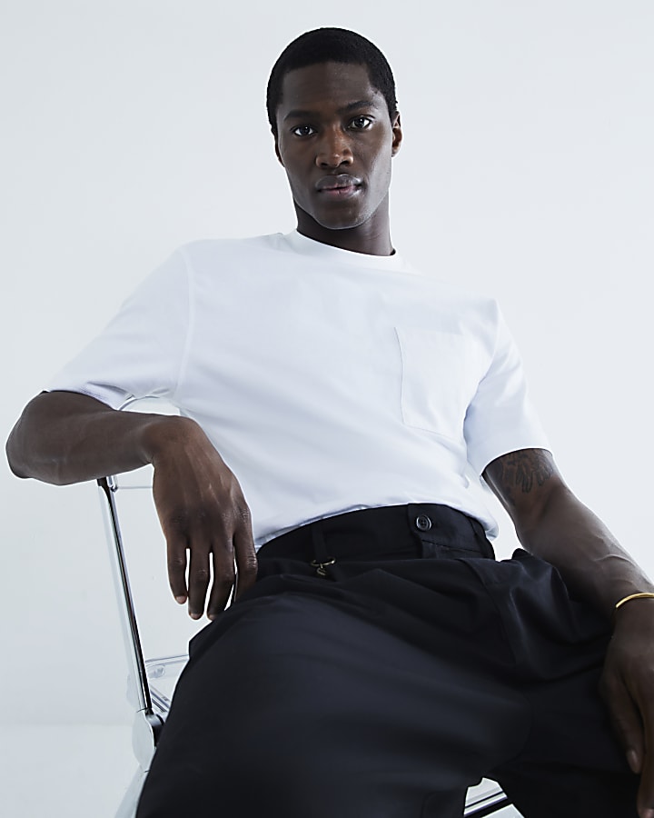 White Regular Fit Pocket T-Shirt