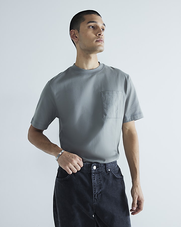 Grey Regular Fit Pocket T-Shirt