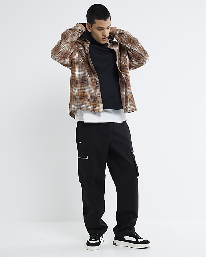 Black Loose Fit Cargo Trousers