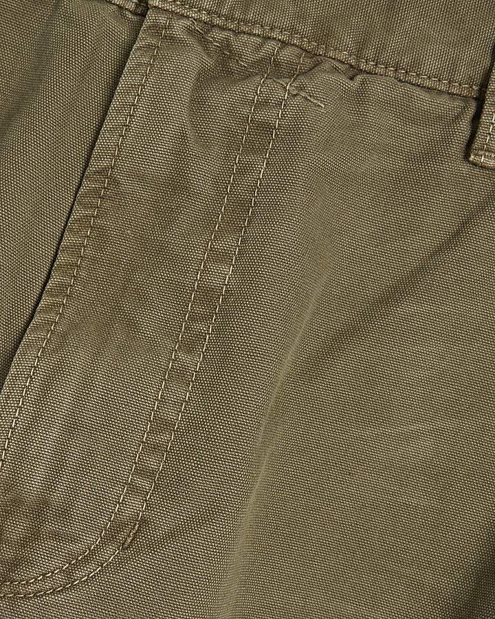 Khaki Loose Fit Denim Cargo Trousers