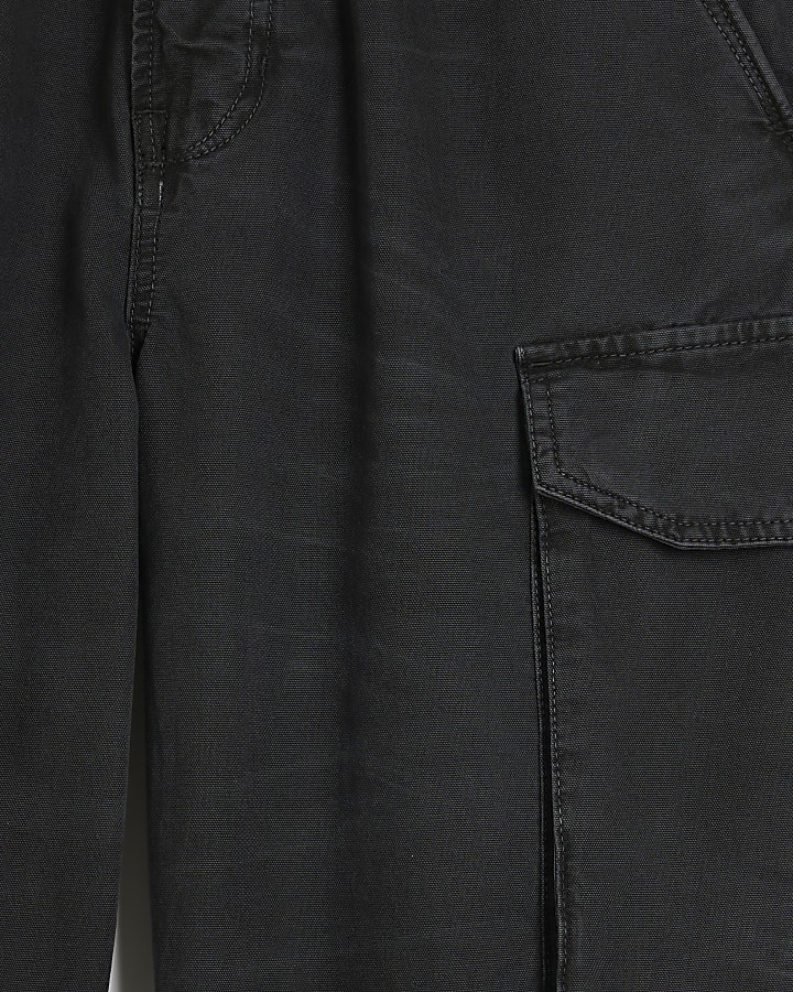 Black Denim Loose Fit Cargo Trousers