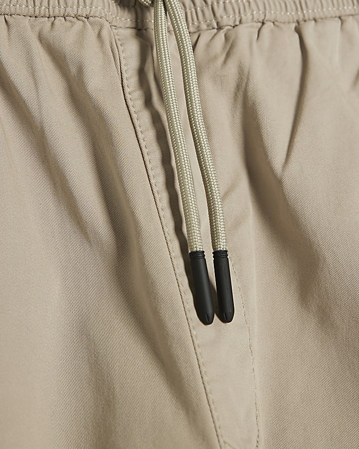 Beige Regular Fit Cuffed Cargo Trousers