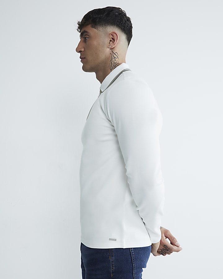 Beige Pique Slim Fit Tipped Polo Shirt