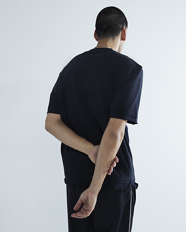 Black Regular Fit Raw Hem T-Shirt