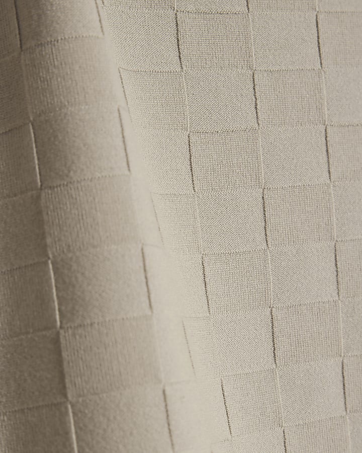 Beige Slim Fit Checkerboard Polo Shirt