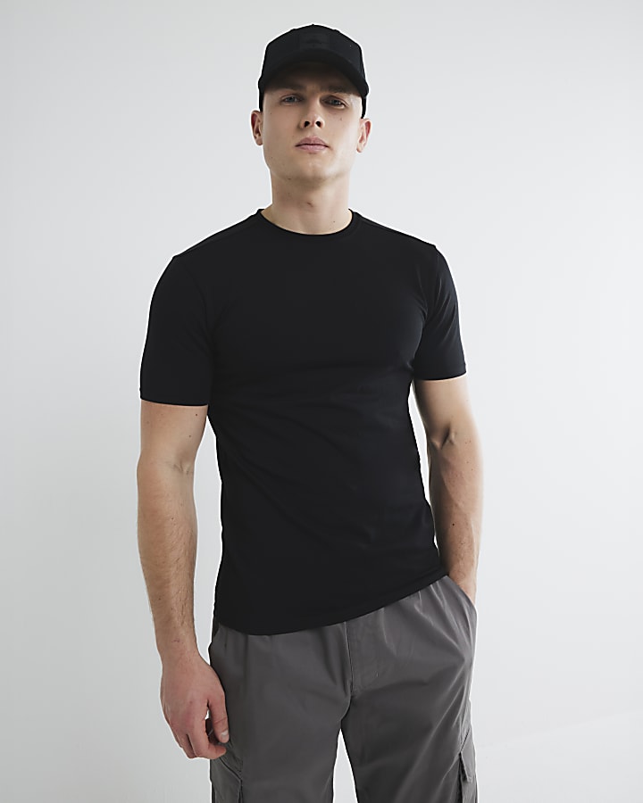 Black Muscle Fit Short Sleeve T-Shirt