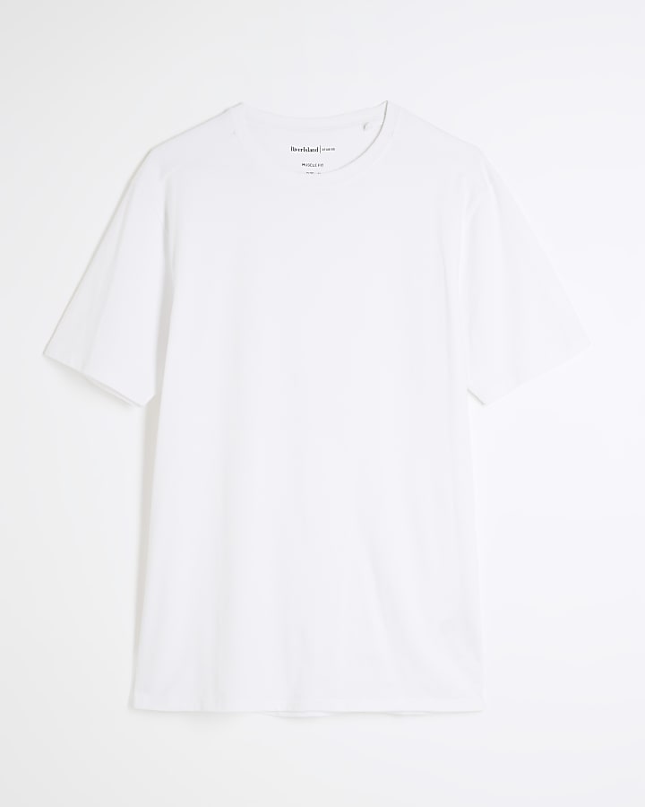 White Muscle Fit Short Sleeve T-Shirt