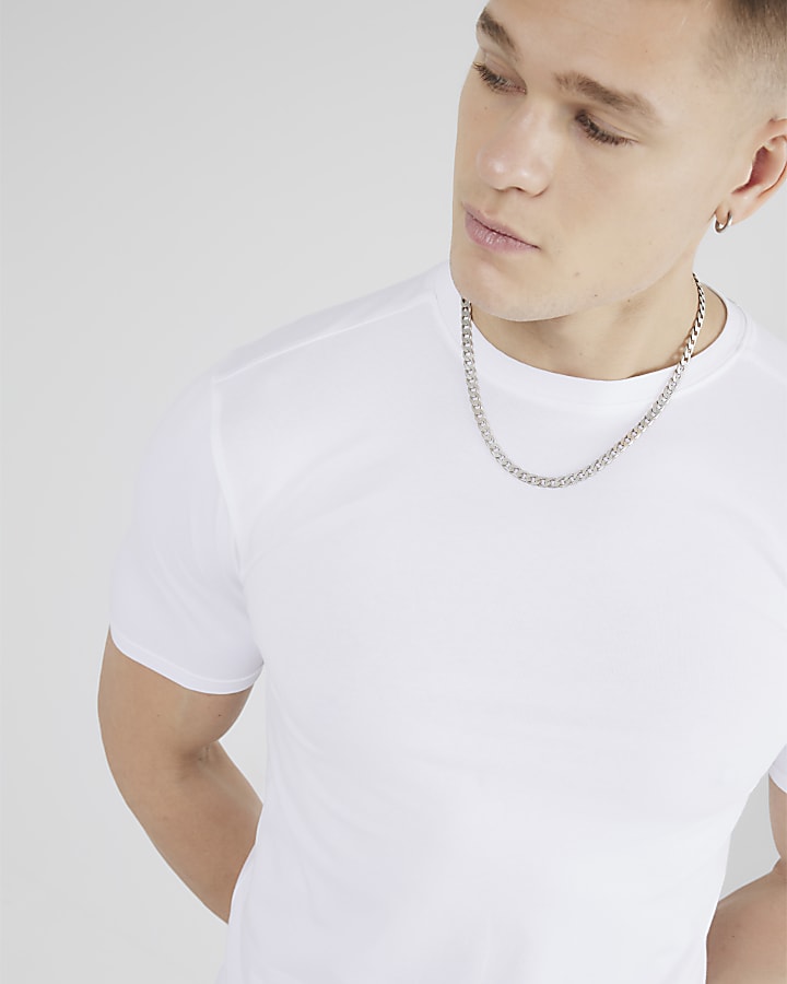 White Muscle Fit Short Sleeve T-Shirt