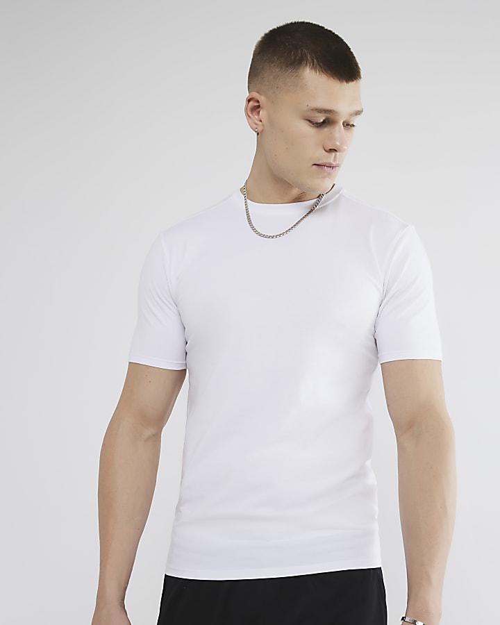 White Muscle Fit Short Sleeve T-Shirt