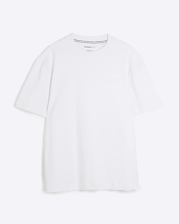 White Regular Fit Embroidered T-Shirt