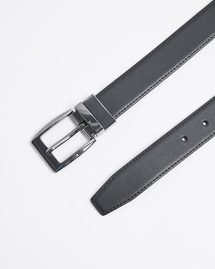 Black Faux Leather Reversible Tan Belt