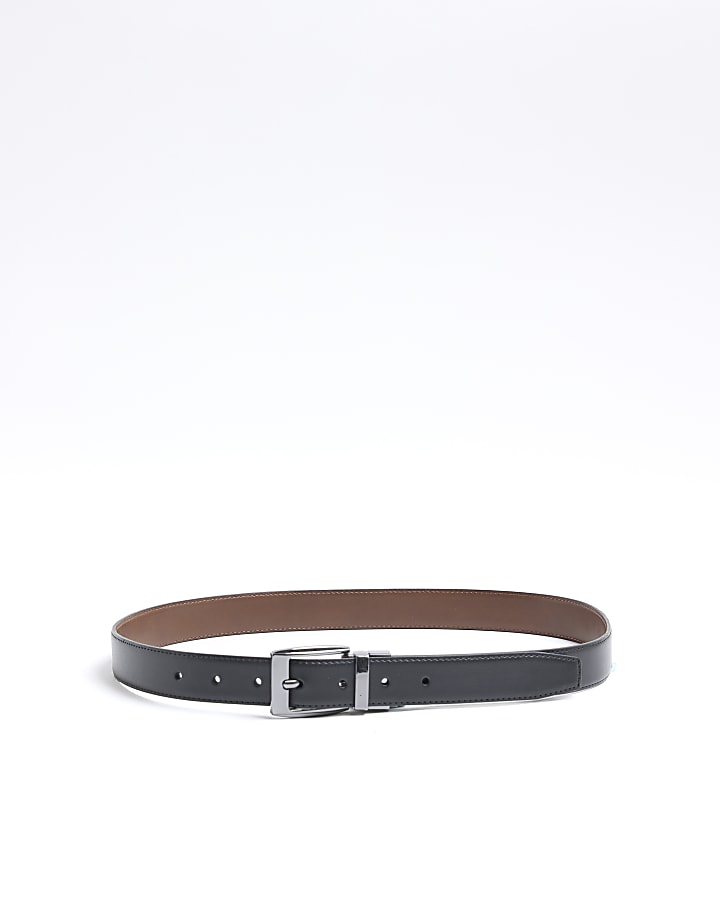 Black Faux Leather Reversible Tan Belt