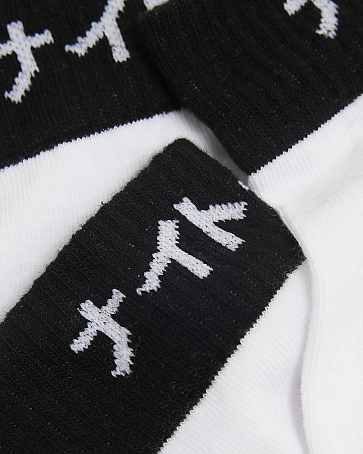 White 5 Pack Tipped Quarter Socks