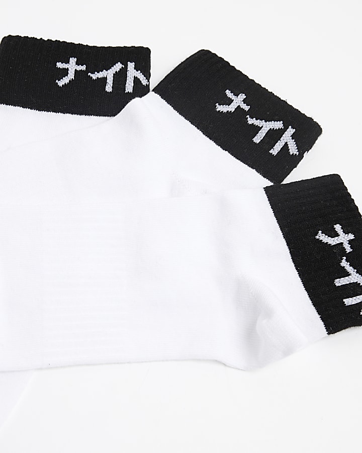 White 5 Pack Tipped Quarter Socks