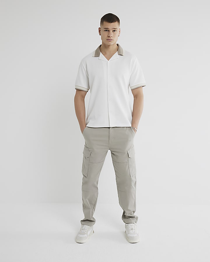 White Slim Fit Tipped Polo Shirt