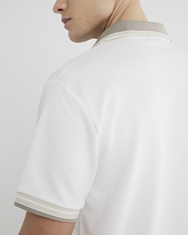 White Slim Fit Tipped Polo Shirt