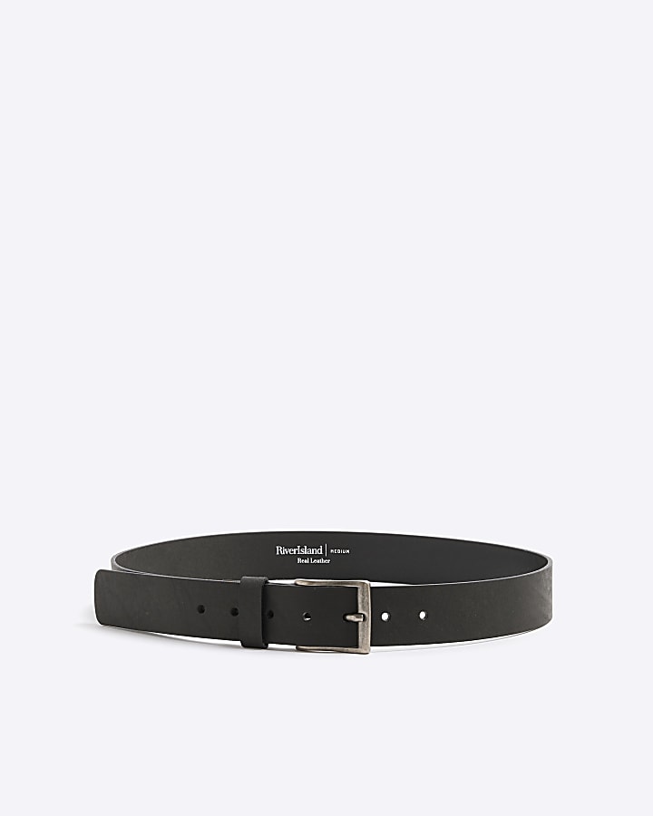 Black Leather Studded Belt