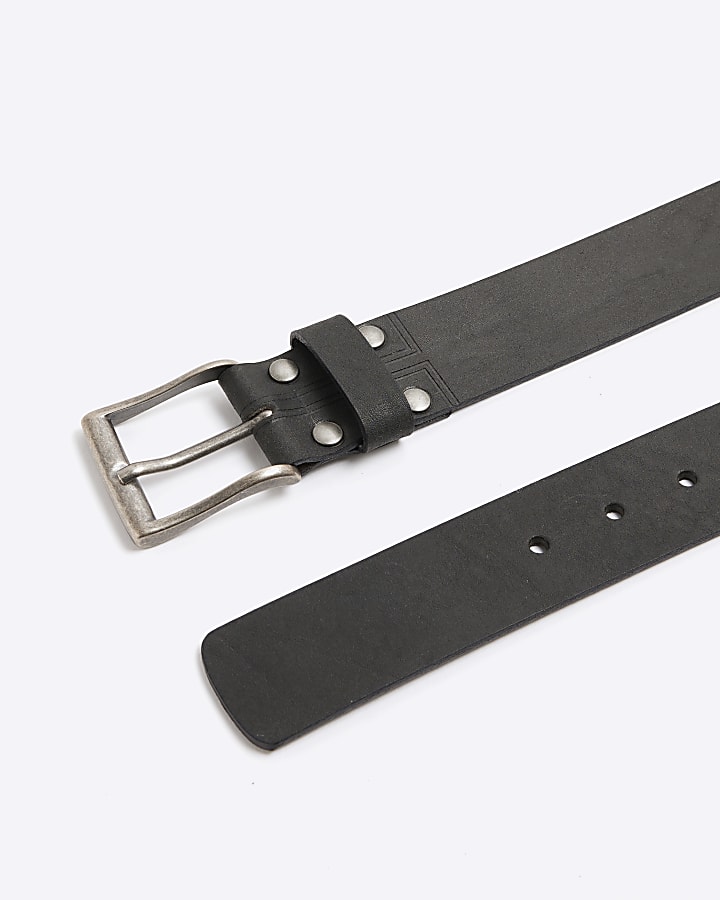 Black Leather Studded Belt