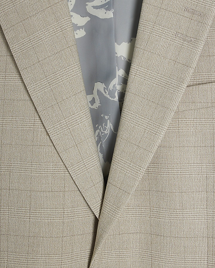 Beige Check Suit Jacket