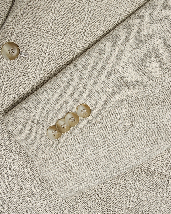 Beige Check Suit Jacket