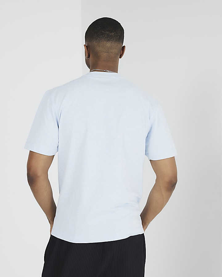 Blue Regular Fit Embroidery T-Shirt