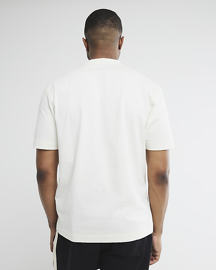 White Regular Fit Embroidery T-Shirt