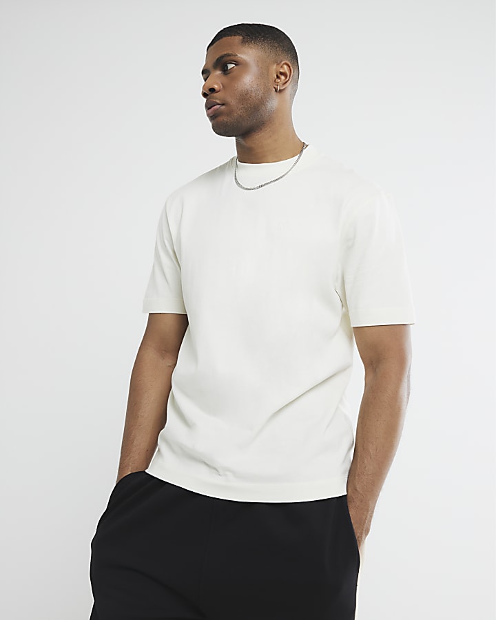 White Regular Fit Embroidery T-Shirt