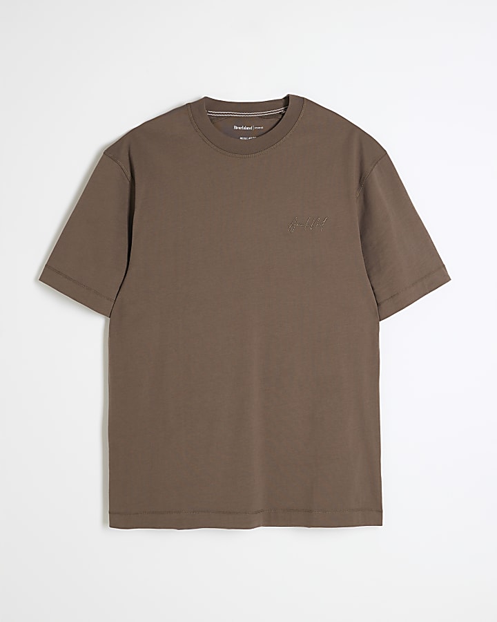 Brown Regular Fit Embroidery T-Shirt