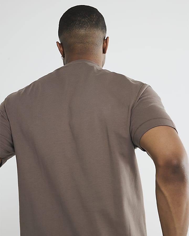 Brown Regular Fit Embroidery T-Shirt