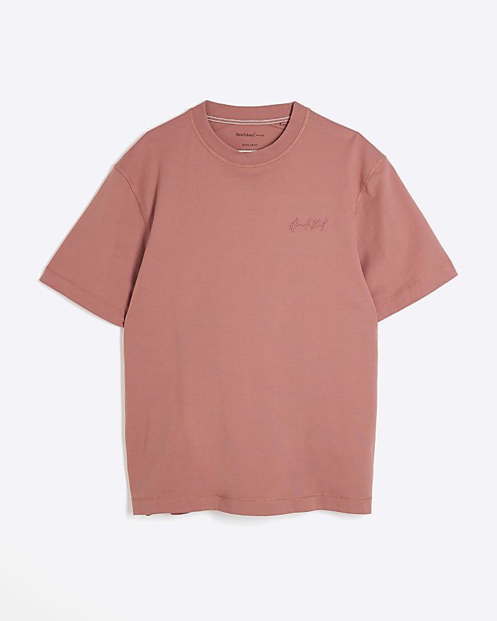 Pink Regular Fit Embroidery T-Shirt