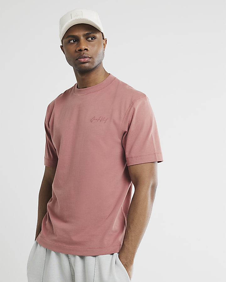 Pink Regular Fit Embroidery T-Shirt