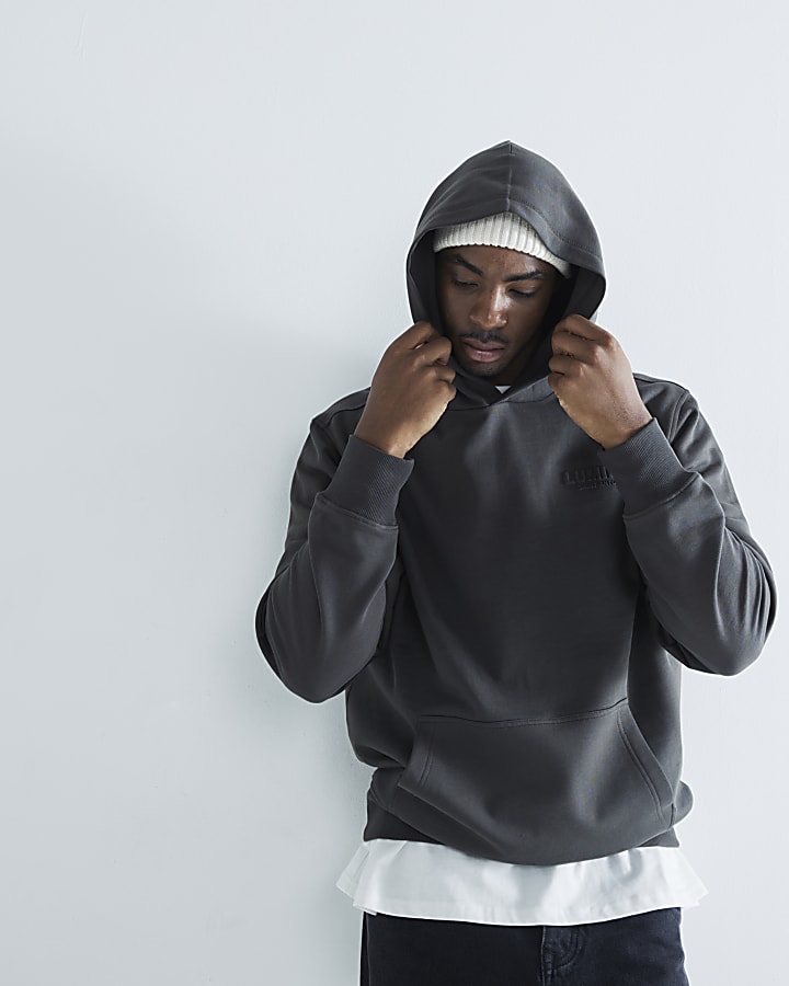 Khaki Regular Fit Luminis Embossed Hoodie