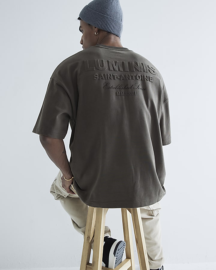 Khaki Oversized Luminis Embossed T-Shirt