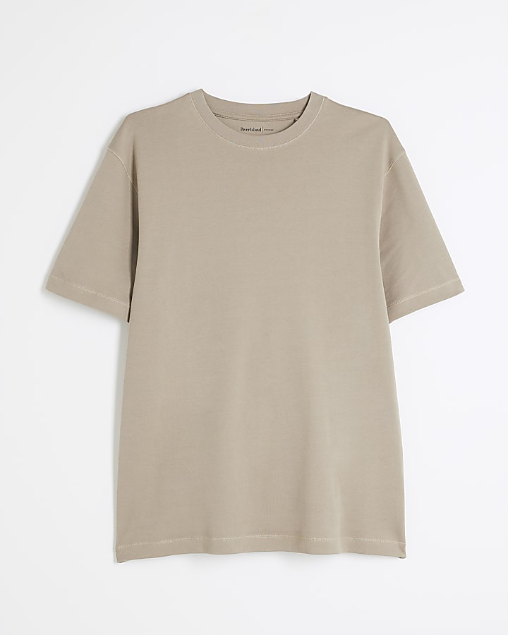 Beige Slim Fit Short Sleeve T-Shirt