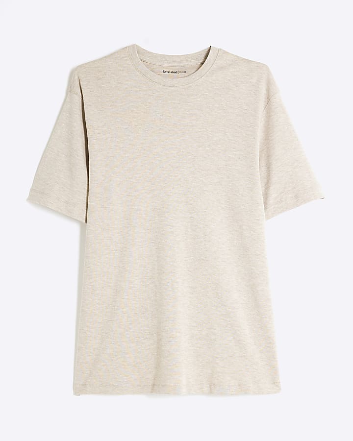 Beige Marl Slim Fit Short Sleeve T-Shirt