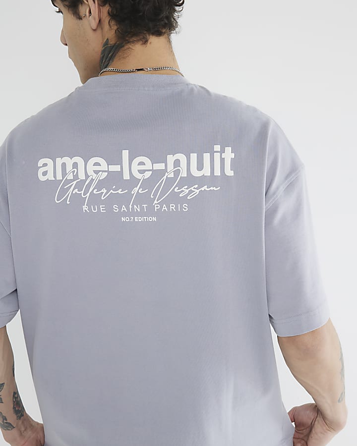 Grey Short Sleeve 'Ame Le Nuit' T-Shirt