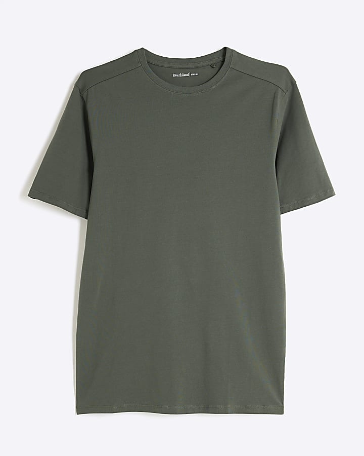 Khaki Muscle Fit Short Sleeve T-Shirt