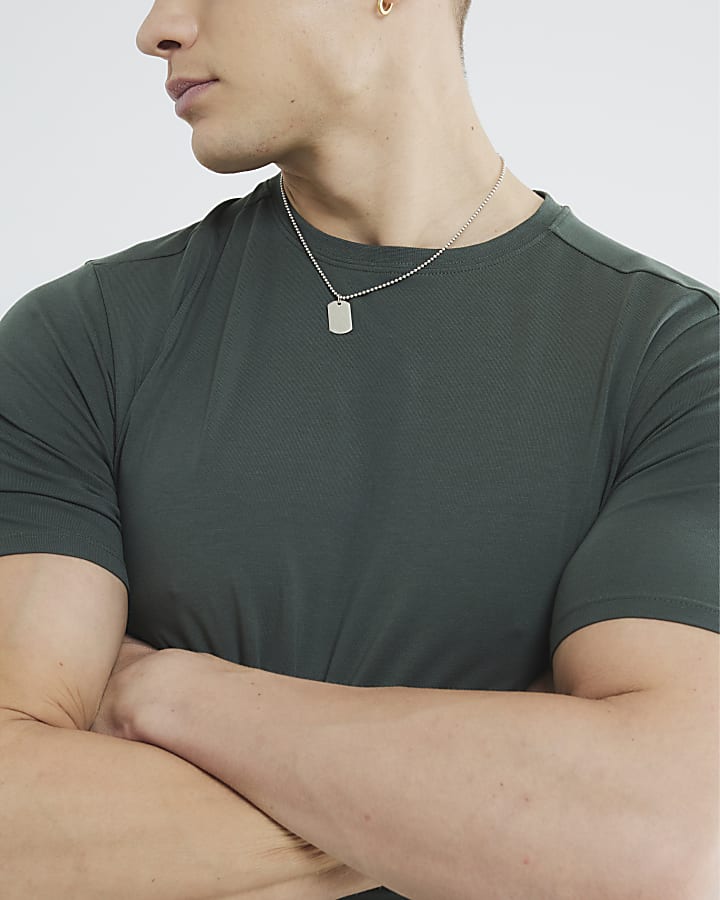 Khaki Muscle Fit Short Sleeve T-Shirt