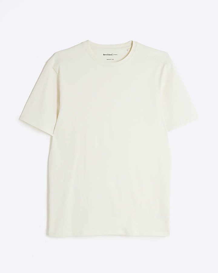 Beige Plain Muscle Fit T-shirt